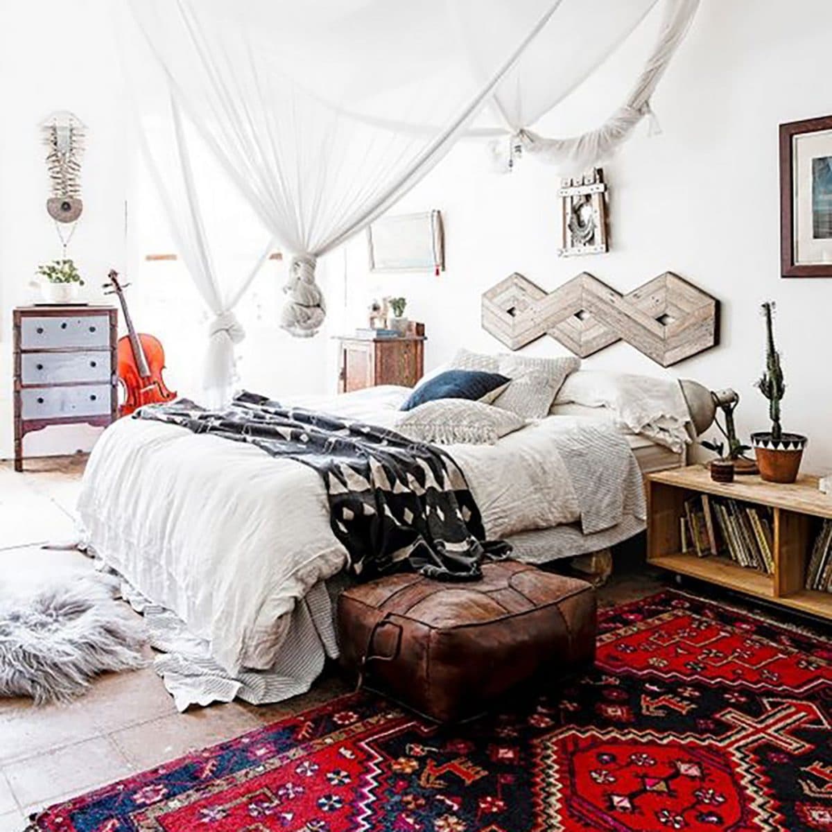Style bohème chambre beige